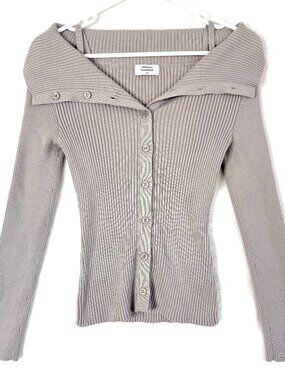 MUSINSA STANDARD Korea Rib Dainty Academia Off Shoulder Button Front Cardigan XS